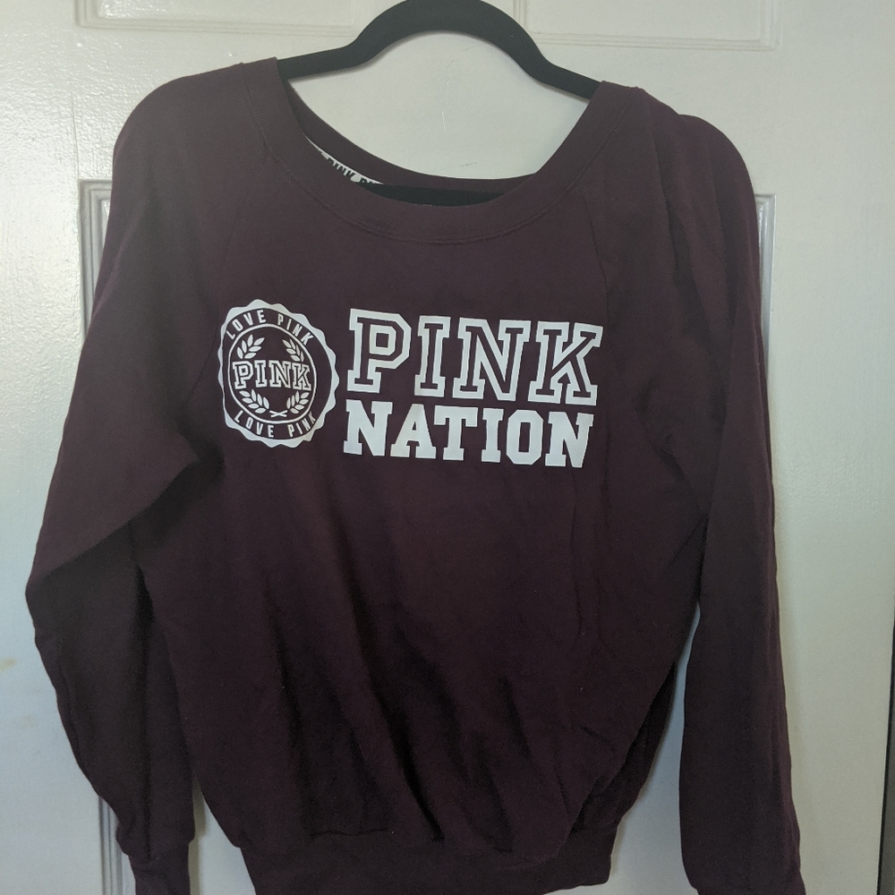 PINK victoria's secret maroon crew neck sweatshirt
